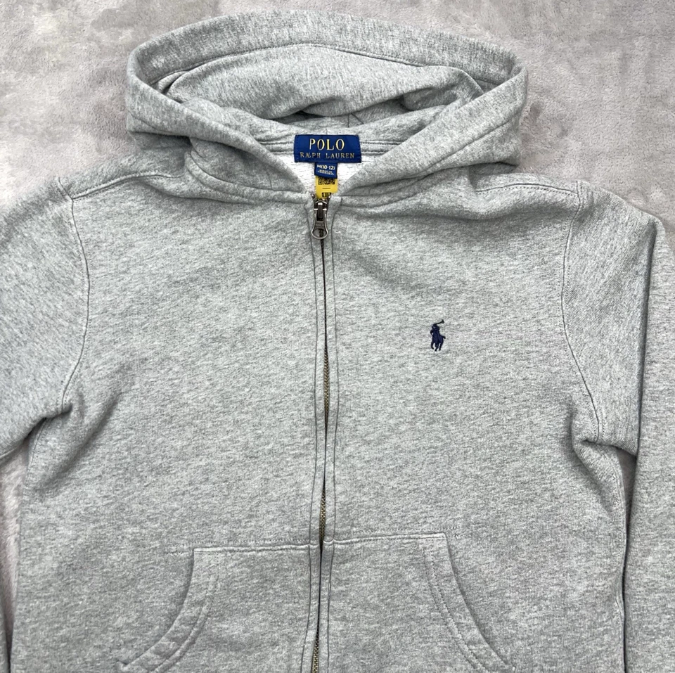 Толстовка с капюшоном POLO RALPH LAUREN детская на молнии средний размер 10-12 опрятный серый пони - Изображение 4 из 4