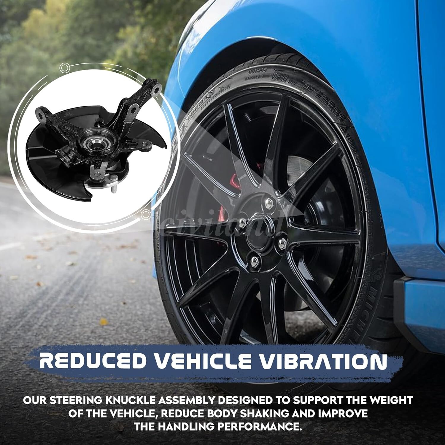 Front Pair Steering Knuckle and Wheel Hub Bearing for 2006 - 2011 Honda Civic