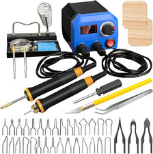 Adjustable Temperature Wood Burning Kit with 2 Pens  36 Tips