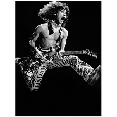 Eddie Van Halen Jump Guitar Solo Black White Poster
