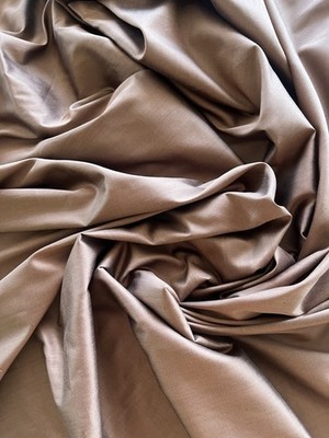 NWT Brown Copper Color Tassah Noil 100% Raw Silk Fabric Handwoven 45'' Wide x 46''