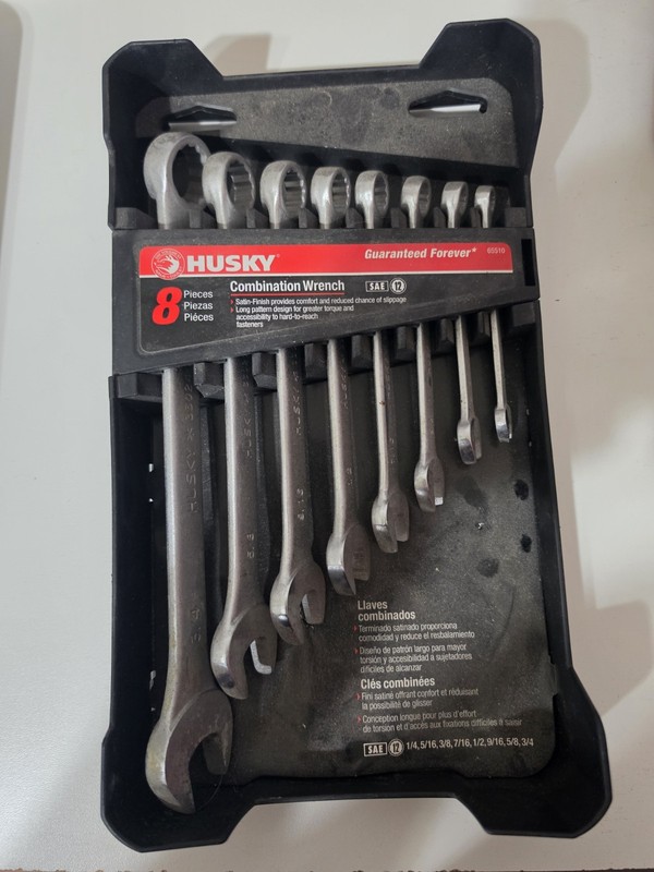 Vintage NOS Husky 65510 SAE 8 Piece Combination Combination Wrench Set