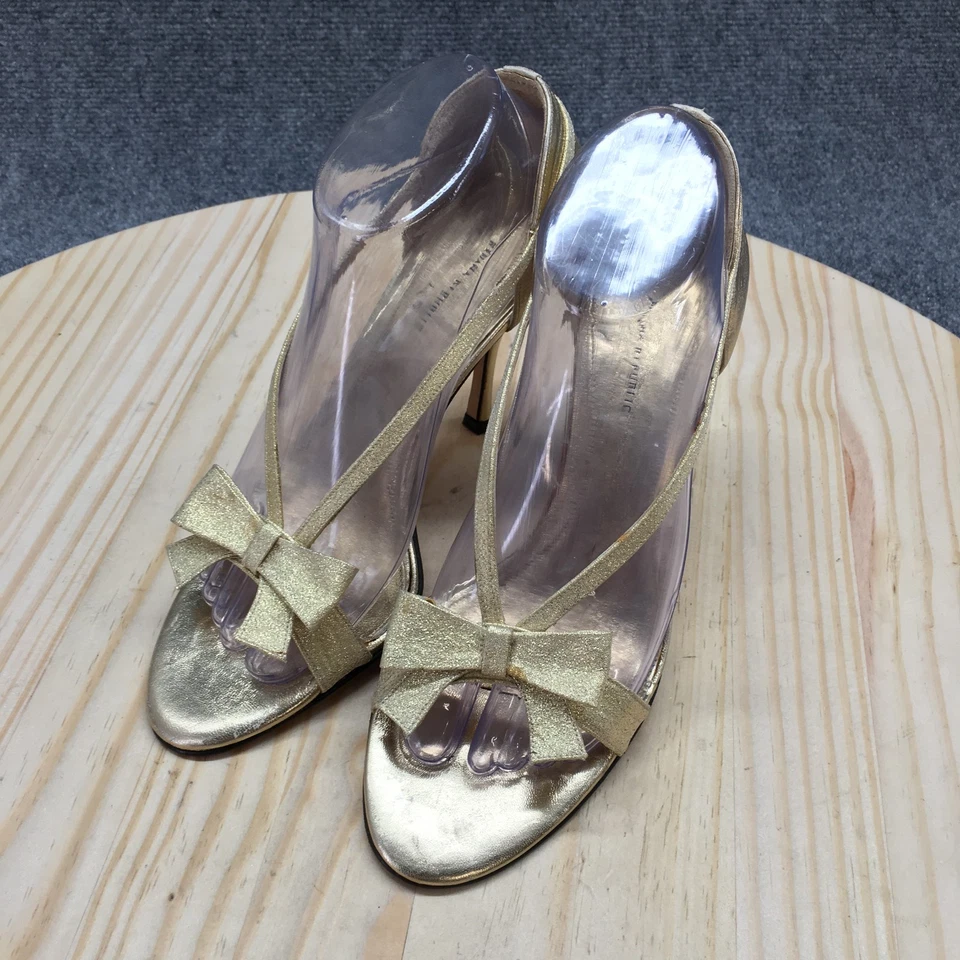 Tacones Banana Republic para mujer 8 zapatos de salón dorados con lazo punta abierta tacones de aguja Foto 4 de 4