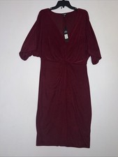 Full Grown Knot Dress Burgundy With Slit At Bottom
