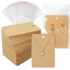 Earring Cards Necklace Display with Bags,150 Brown