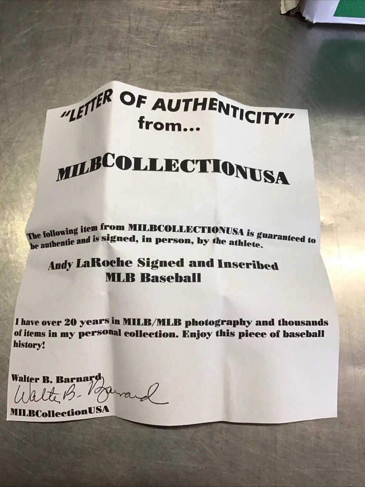 Autógrafo de béisbol OML auto firmado por Andy LaRoche con certificado de autenticidad Foto 3 de 3