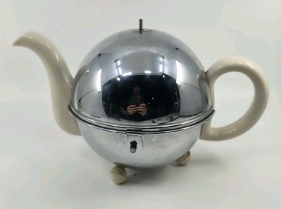  Vintage Kosy Kraft Insulated Teapot Art Deco Chrome Shell England Mid Century
