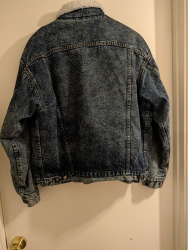 Vintage Denim Sherpa Fur Line Jean Jacket Large - Picture 7 of 7