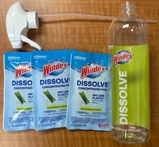 Windex Dissolve Pods Multisurface Cleaner Starter Kit & Refill 3 Reusable Bottle