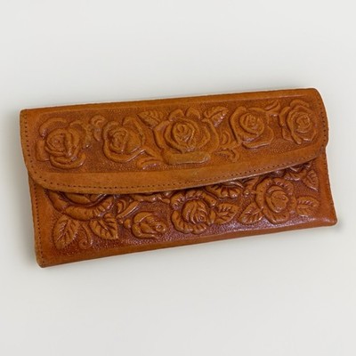 Consuela Trifold Leather Wallet Rose Stamped  Consuelo  Wallet. Beautiful!