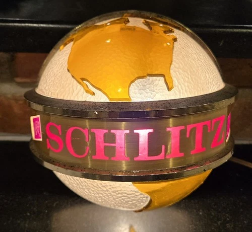Vintage Schlitz Beer Half Globe Light-Up Advertising