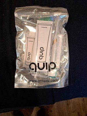 New Gold And White  Quip Smart Electric Toothbrush & Toothpaste Starter Kit 