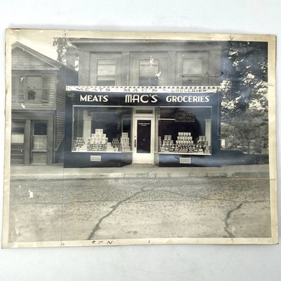 Mac s Groceries N.J. McKinnon Broad Street Seymour Conn CT 1930s 1940s Vtg Photo