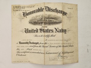 1946 vintage WWII NAVY HONORABLE DISCHARGE florence kansas IRVIN LEE SCOTT usn