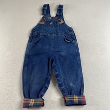 Vintage Oshkosh B  gosh Denim Bib Overalls Boys 4T Plaid Cuff Farm Country USA