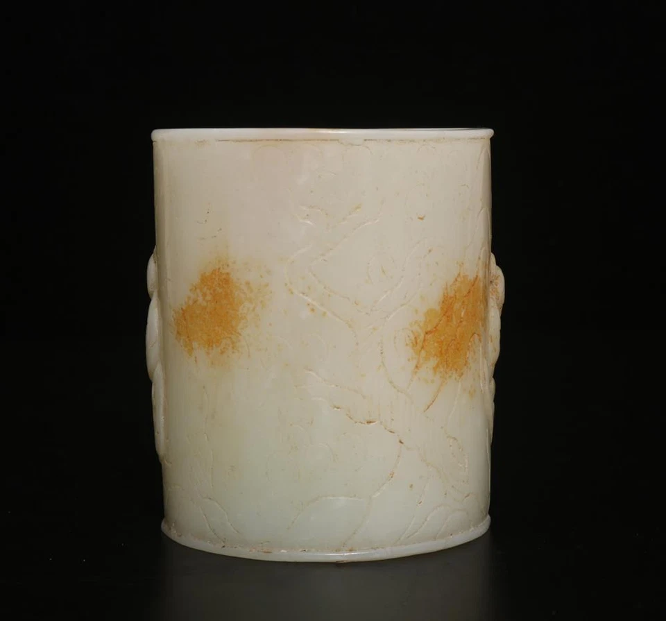 Antigua olla china antigua de jade blanco con figura Foto 4 de 4