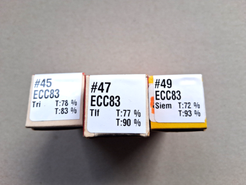ECC83 = 12AX7, 3 Stück, Zweifach-Triode, sehr gute Messwerte