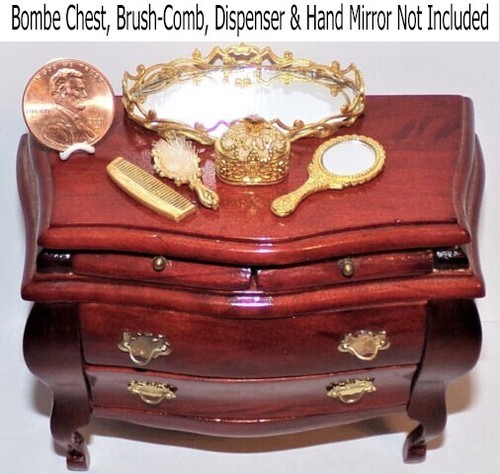New! Elegant 1:12 Scale Gold Dollhouse Miniatures Vanity Mirror - Picture 3 of 3