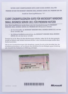 5 User / Benutzer CAL für MS Windows SBS Small Business Server 2011 Premium