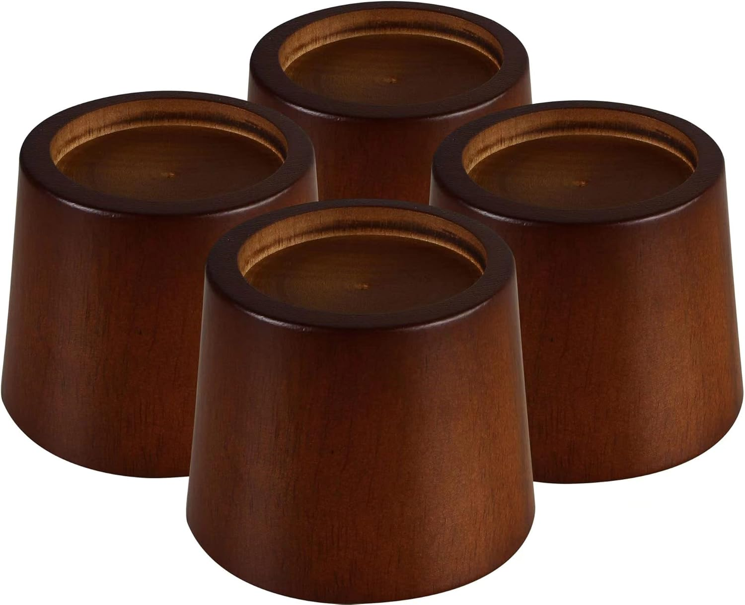 Wood Bed Furniture Risers Blocks - 3 Inch Set of 4 Bed Risers, Heavy Duty Solid