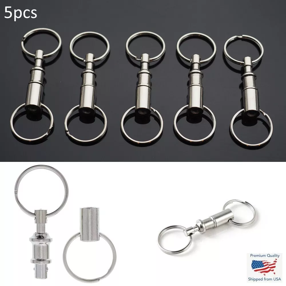 5x PCS - Quick Release Keychain Dual Detachable Pull Apart Key Ring Fob  Holder