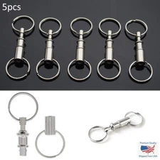 5x PCS - Quick Release Keychain Dual Detachable Pull Apart Key Ring Fob Holder