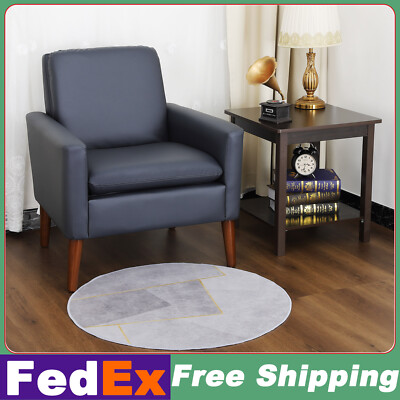 Modern Armrest Accent Chair PU leather Single Sofa Lounge Upholstered Couches