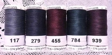5 NEW 274 yard Spools dark colors GUTERMANN 100% polyester sew-all thread 