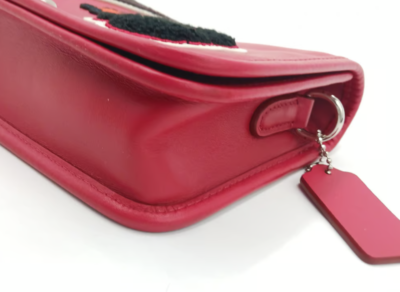 Coach F20912 Penny Red Patchwork Turnlock Crossbody With Webbed