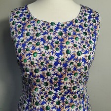 JOE BROWN Dress Shift Retro Contour Lined Floral Daisy Print Size UK 12
