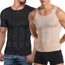 Men Body Toning T-Shirt Gynecomastia Compression Shirts Belly Slimming Shaper US