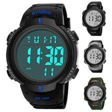 Men Sports Electronic Watch Multifunction Waterproof Large Screen Military Watch
