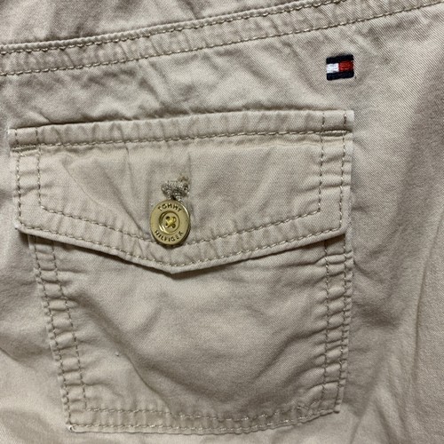 tommy hilfiger Boys cargo pants Size 4 khaki tan Cuffed Bottom Metal Buttons - Picture 11 of 12