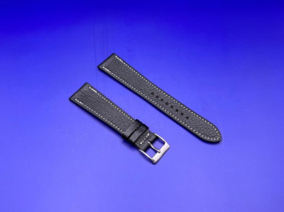 Uhrenarmband Ziegenleder FLUCO  Montana Ziege  20 mm Schwarz, Made in Germany