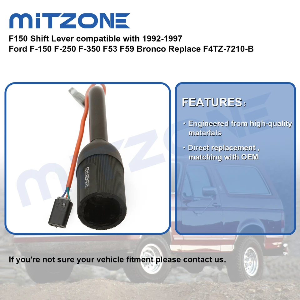 Palanca de selección de cambio de columna para Ford F150 F250 F350 Bronco F53 F4TZ7210B 1992-1996 Foto 3 de 4