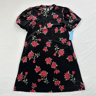 Draper James RSVP Dress XS Velvet Floral printed high neck red flowers NWT 