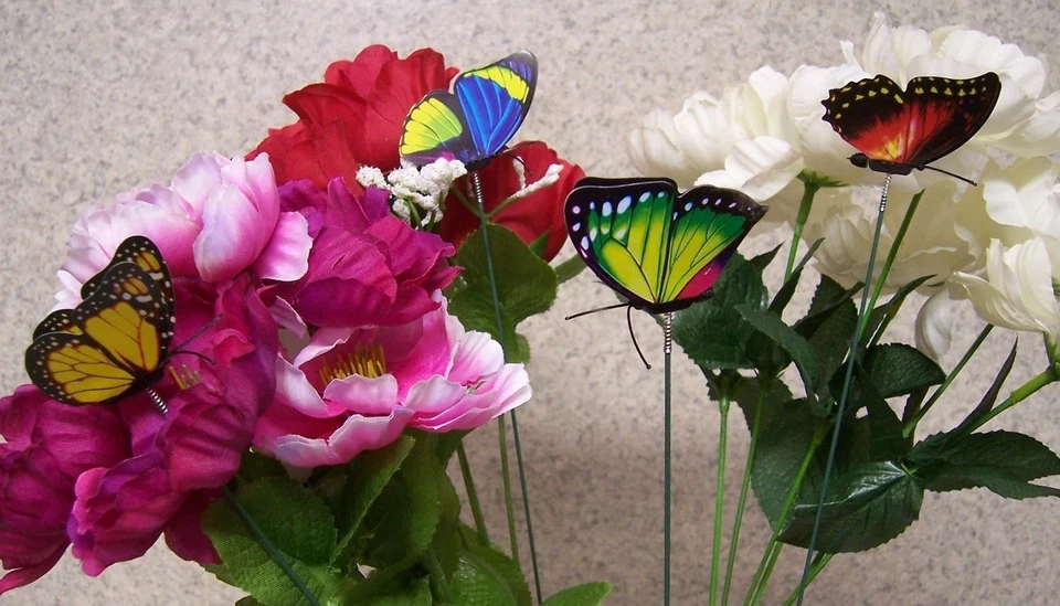 Сад декор цветок горшок растение выбрать колье цветной бабочка новый 12» высокий #13 - Изображение 4 из 4