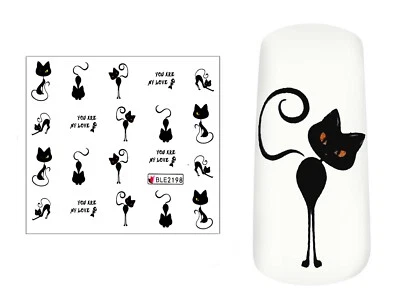 MARKENLOS Nail Art Sticker Katzen BLE2198 Water Decals Nagelsticker für Nägel Nageldesign