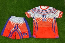 Customisable printed polyester shirt  short set for unisex active  gym wear KS