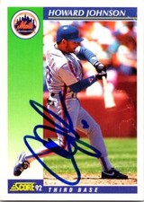 Howard Johnson autographed baseball card (New York Mets) 1992 Score #550