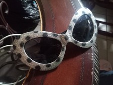 Vintage Early 2000s Silver Black Glitter Polka Dot Sunglasses 50s 90s Retro Look
