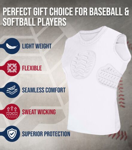 Exxact Sports Youth Baseball Chest Protector, Padded Compression Shirt - Picture 27 of 35
