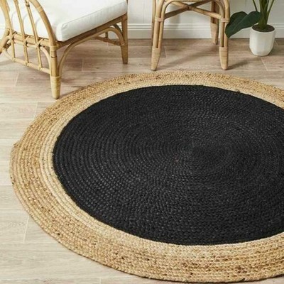 Jute Rug Round Black Circle Natural Carpet Mat Large Floor Rugs 12 Carpet Mat Large Floor Rugs