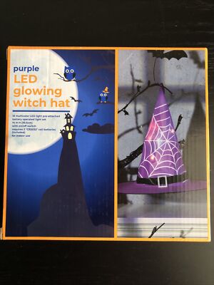 Purple LED Glowing Witch Hat - Halloween Decoration (NEW)