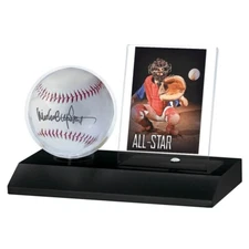 Ultra Pro Wood Base Ball & Card Holder (Black Wood) Wooden Baseball Display Case