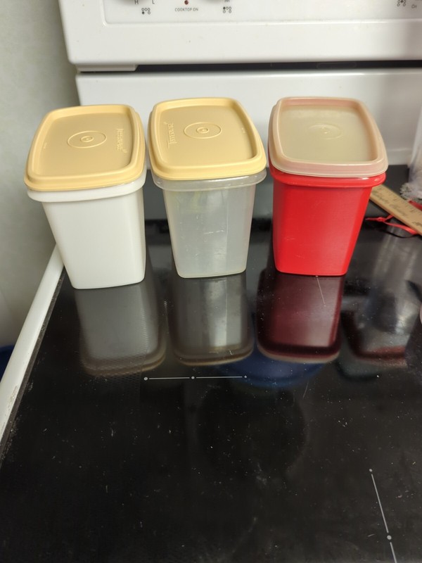 Vintage Tupperware Set Of 3 Shelf Saver Containers #1243 Clear With 3 Lids