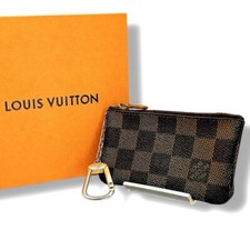 LOUIS VUITTON Damier Ebene Pochette Cles Coin Purse Canvas N62658 Key Ring F/S