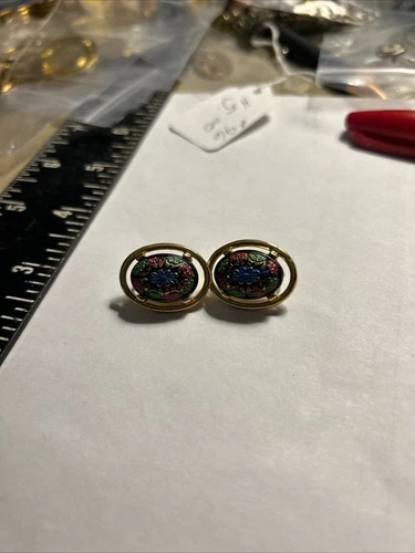 Vintage Sarah Coventry Light of the East Mosaic Style Clip-On Earrings, 1968