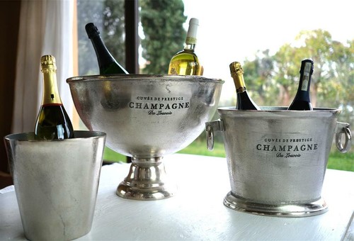 Cubeta De Champagne Portabotellas Redonda, Aluminio Anodizado Plateado, Para ... - Imagen 3 de 3