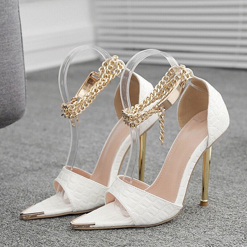 pointed toe open toe thin high heel sandals women's buckle strap wedding  shoes | eBay